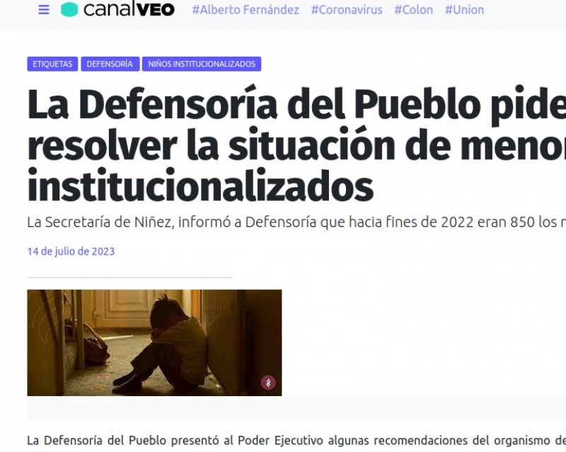 Piden celeridad para resolver la situación de la niñez institucionalizada 